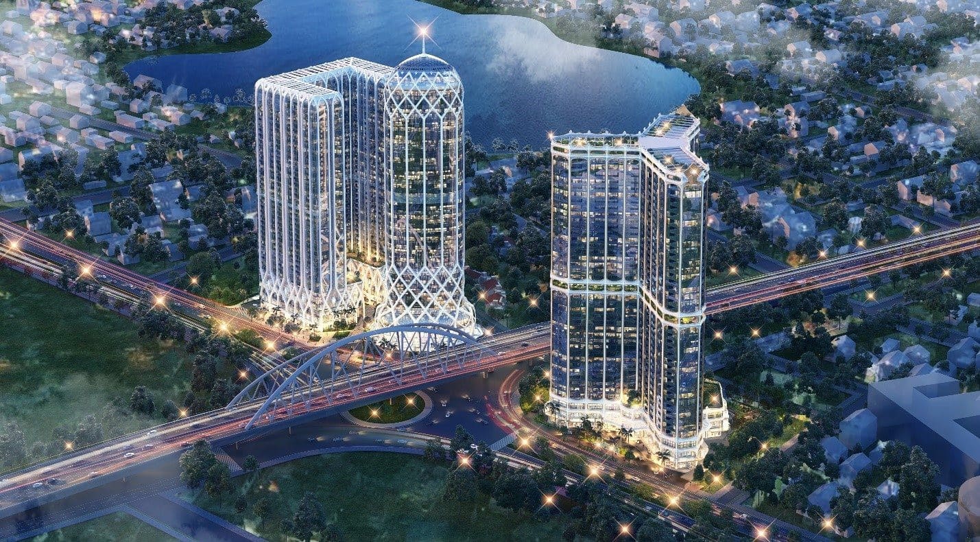 Diamond Crown Hai Phong và Golden Crown Hai Phong - nổi bật giữa trung tâm phố Cảng.