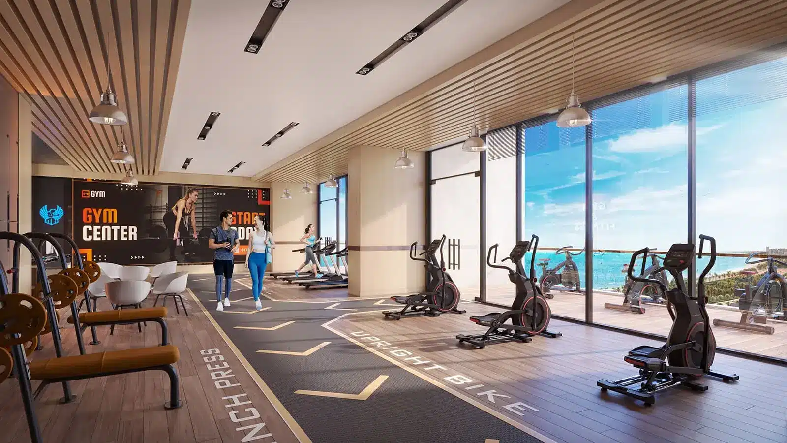 Phòng tập gym hiện đại với view biển tại Sun Costa Residences Đà Nẵng, mang đến chất lượng sống đẳng cấp.