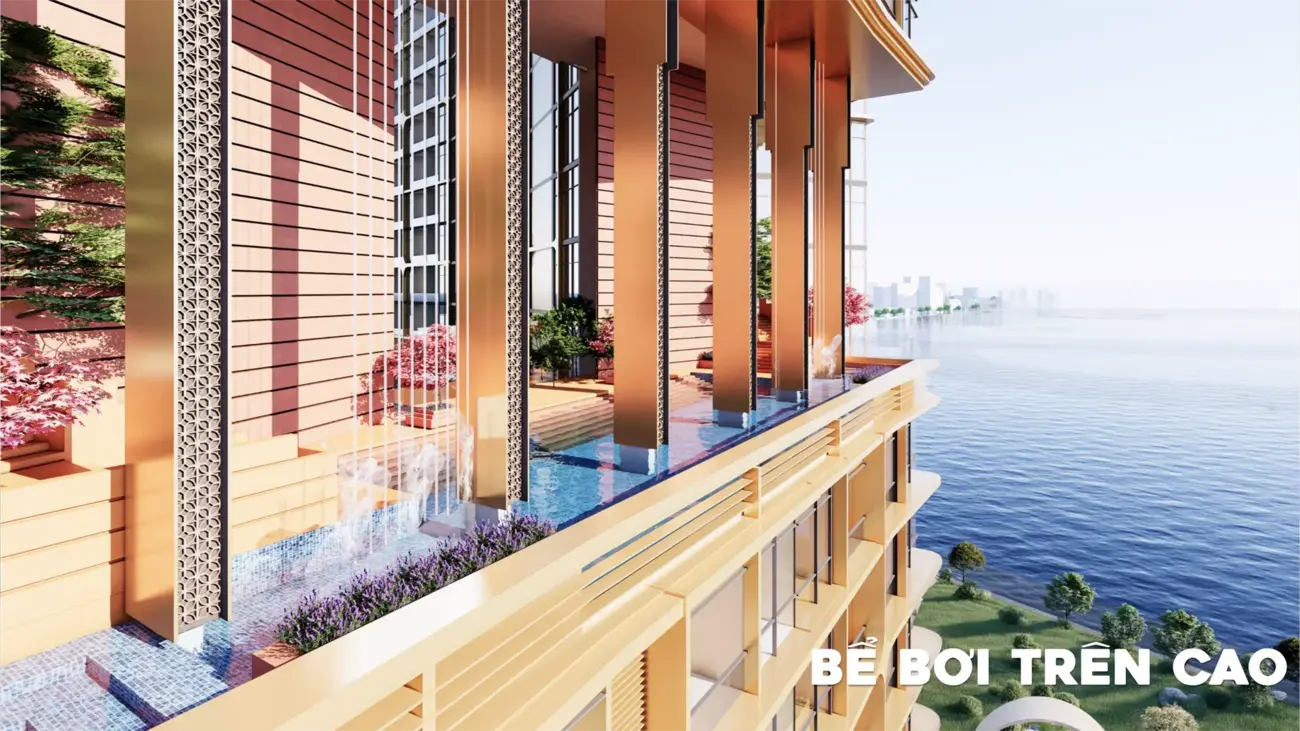 Bể bơi trên cao tại Charmora City – Tận hưởng tầm nhìn tuyệt đẹp ra biển và không gian sống đẳng cấp.