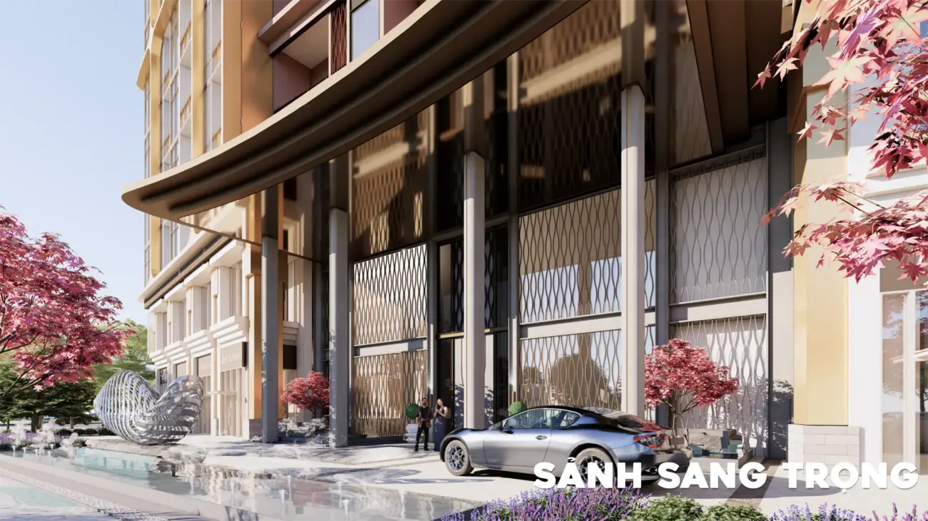 Lối vào sang trọng của tòa nhà trong dự án Charmora City – Khu đô thị ven sông quốc tế.